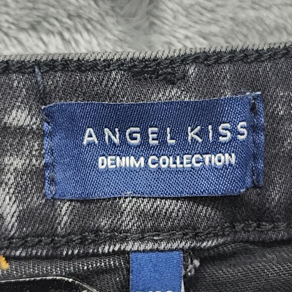 Angel Kiss Jeans Womens 7/28 Black Acid Wash Ankle Skinny Mid Rise Stretch Denim - Picture 5 of 13